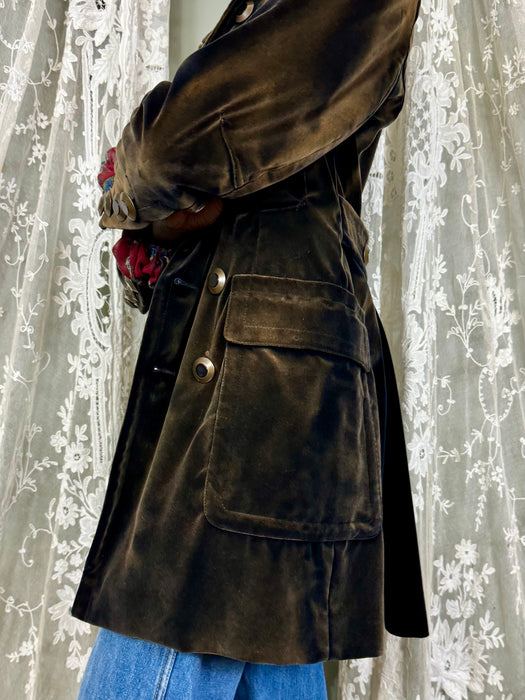 Jean Paul Gaultier, Y2K brown velvet double breasted coat