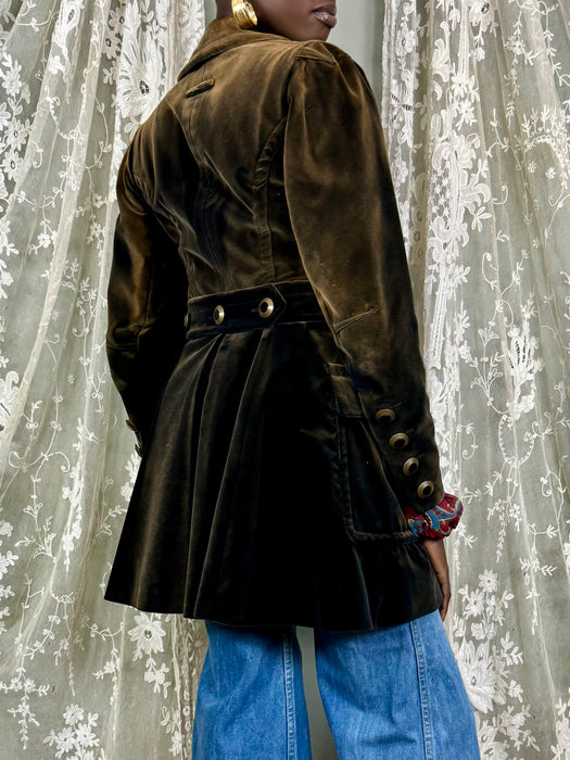 Jean Paul Gaultier, Y2K brown velvet double breasted coat