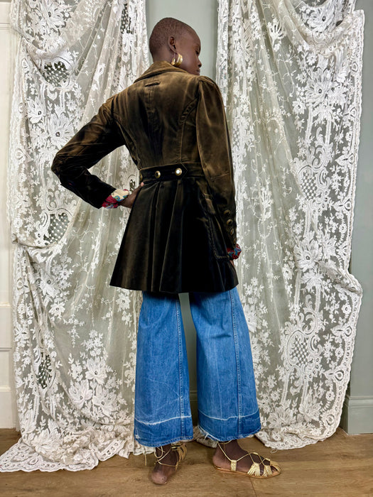 Jean Paul Gaultier, Y2K brown velvet double breasted coat