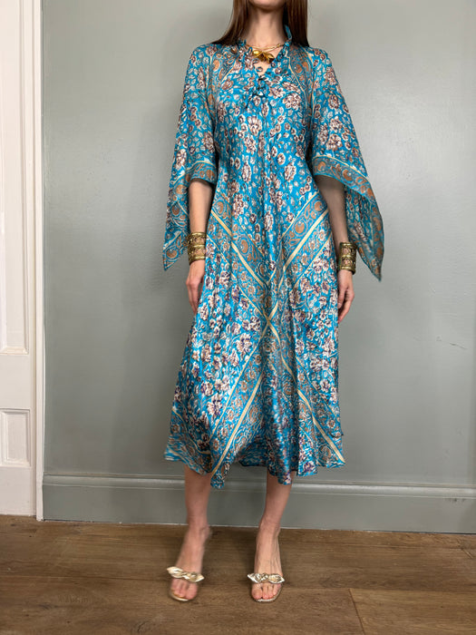 Botanica, 30s hand painted floral fringed skirt