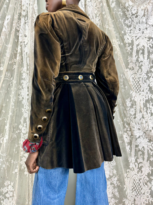 Jean Paul Gaultier, Y2K brown velvet double breasted coat