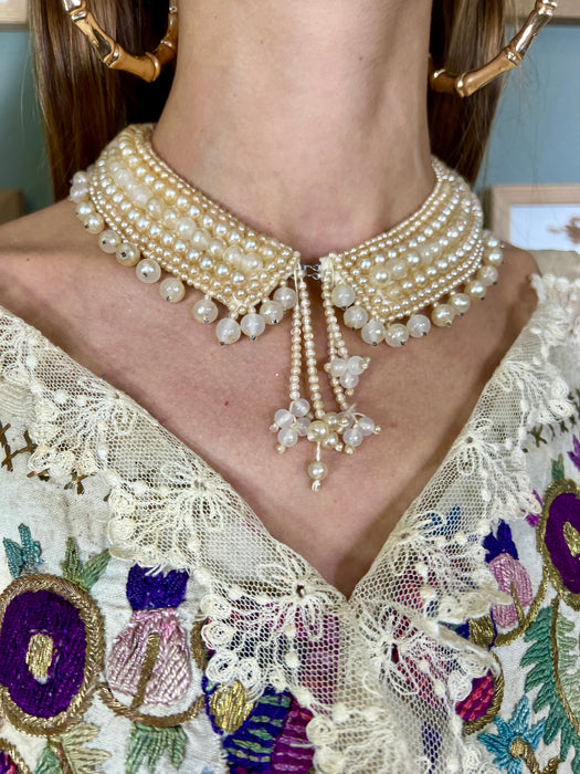 Chana, 20s faux pearl tassel collar