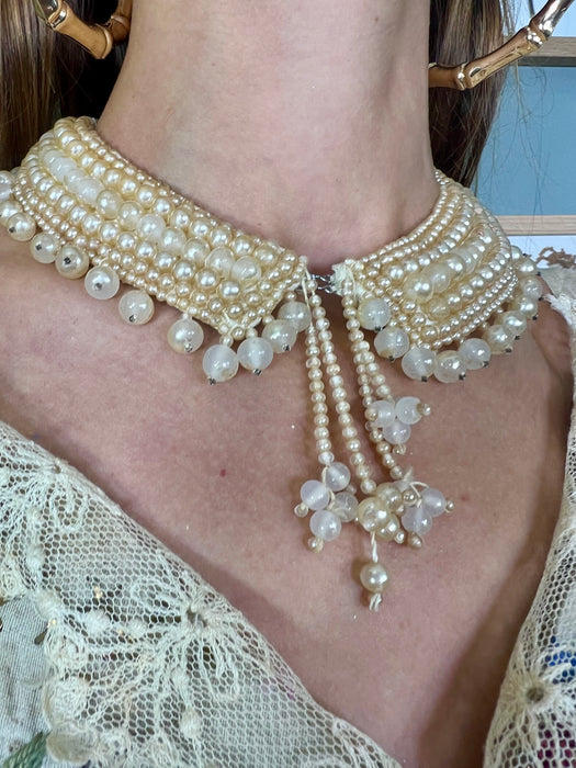 Chana, 20s faux pearl tassel collar