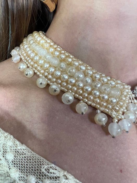 Chana, 20s faux pearl tassel collar