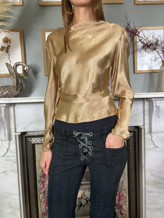 Liza, 20s gold long sleeved blouse