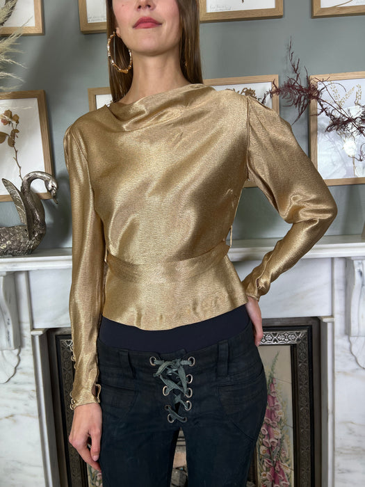 Liza, 20s gold long sleeved blouse