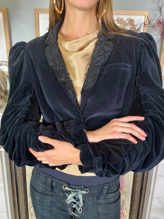 Betty,vintage black velvet beaded jacket