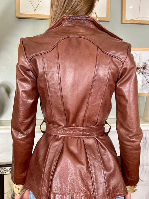 Clarence, East West leather belted jacket