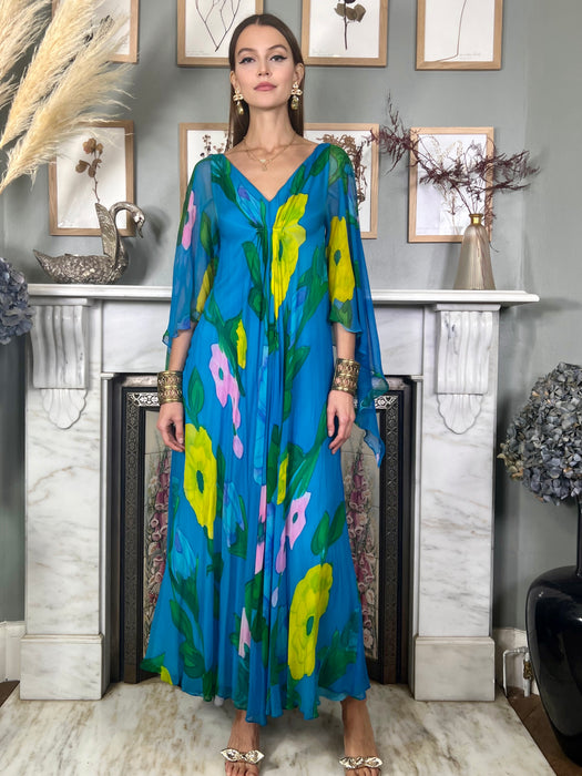 Clara, 70s hand painted chiffon dress