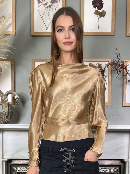 Liza, 20s gold long sleeved blouse