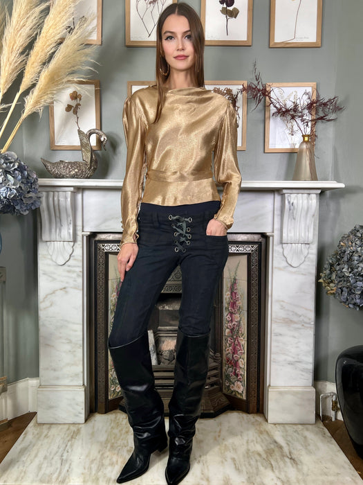 Liza, 20s gold long sleeved blouse