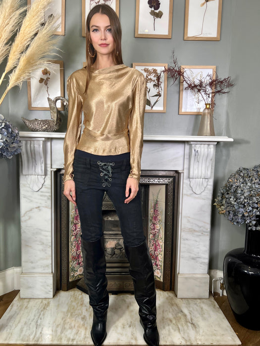 Liza, 20s gold long sleeved blouse