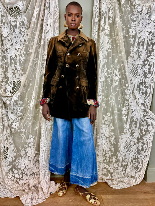 Jean Paul Gaultier, Y2K brown velvet double breasted coat