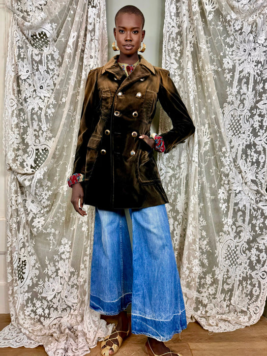 Jean Paul Gaultier, Y2K brown velvet double breasted coat