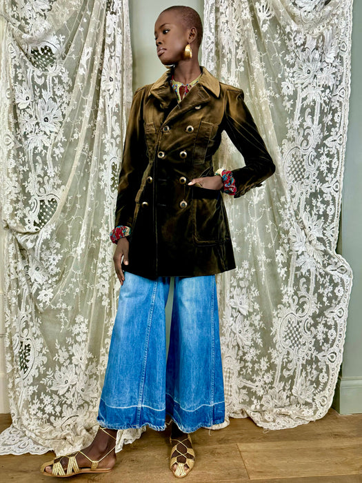 Jean Paul Gaultier, Y2K brown velvet double breasted coat