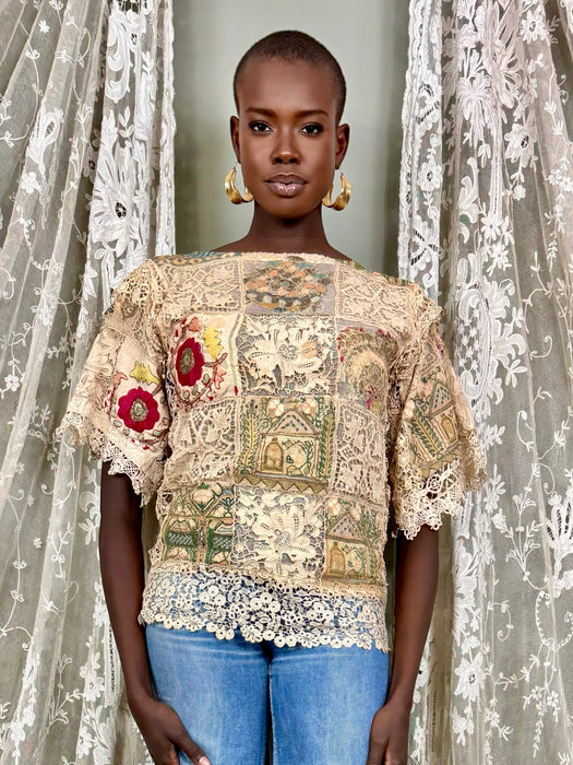 Edina, 20s Turkish embroidered patchwork top