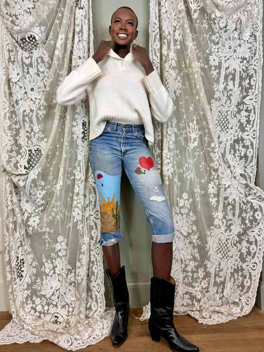 Maisie, 70s original patchwork short jeans