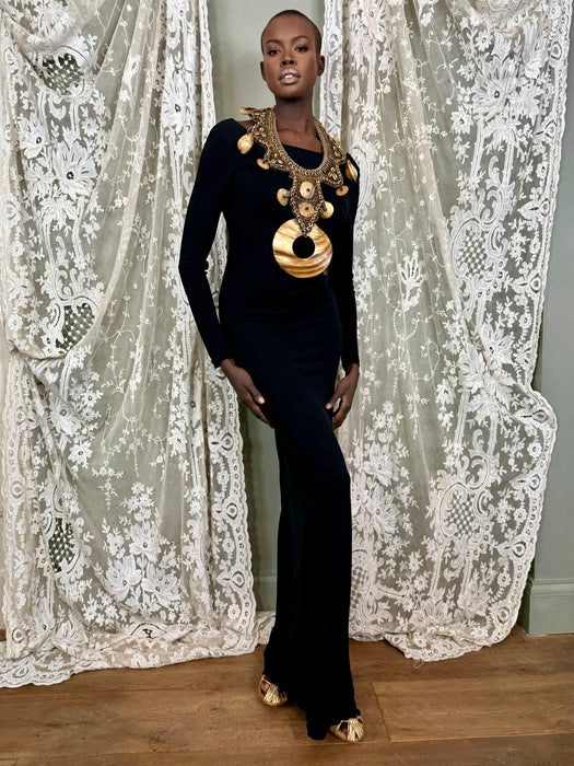 Ralph Lauren, jersey open back long dress