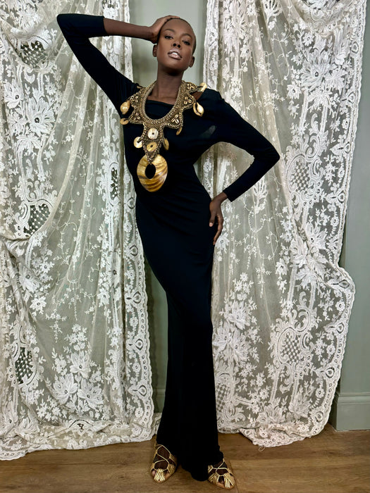 Ralph Lauren, jersey open back long dress