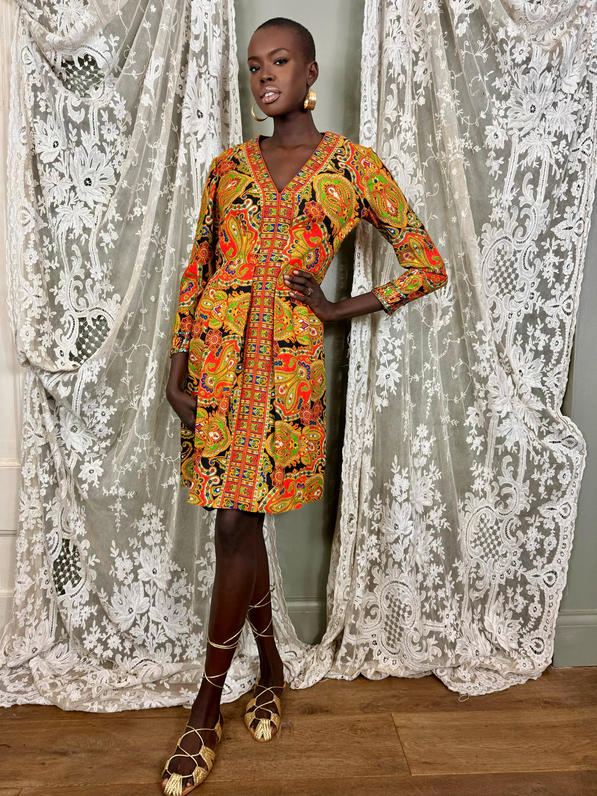Ameri VINTAGE(アメリヴィンテージ)の「LADY LACE PLEATS DRESS 