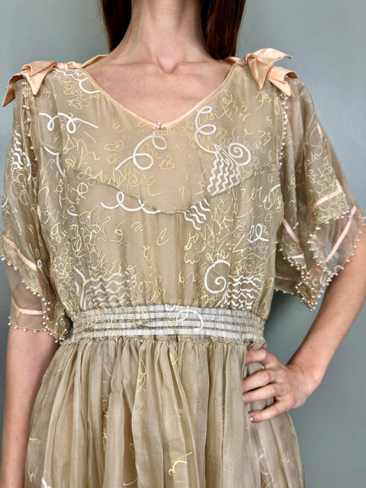 Zandra Rhodes, 80s silk hand painted dress