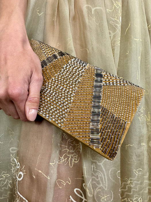 Ralph Lauren, suede beaded clutch bag