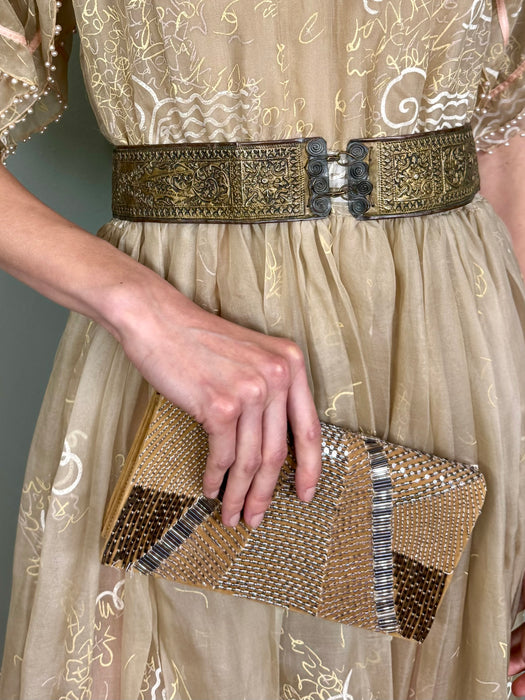 Ralph Lauren, suede beaded clutch bag
