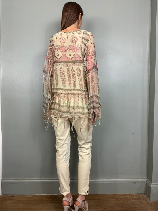 Tilly, lace-up print blouse
