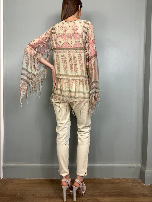 Tilly, lace-up print blouse