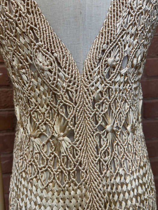 Lisa, 40s cream silk ribbon work dress