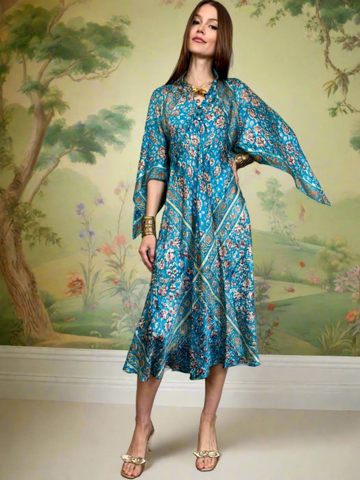 Chantal, 70s silk Indian floral dress Chantal, 70s silk Indian floral dress