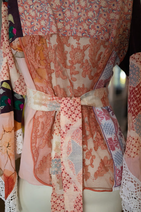 Birdie, reworked patchwork blouse with angel sleeves