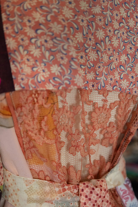 Birdie, reworked patchwork blouse with angel sleeves