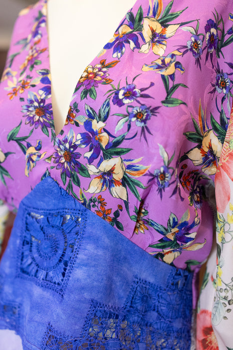 Cola, reworked patchwork angel sleeve blouse