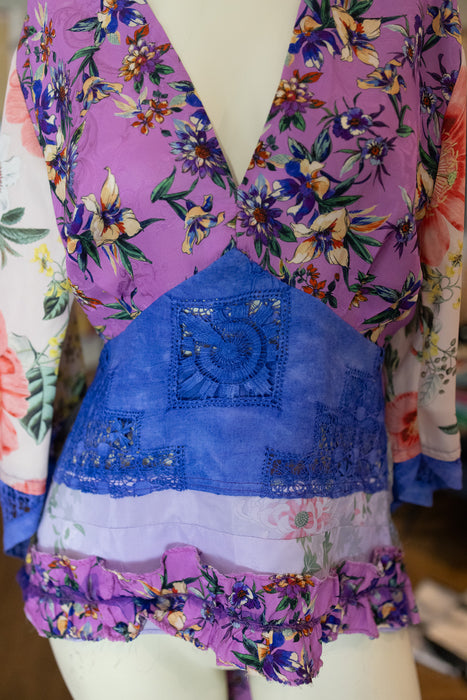 Cola, reworked patchwork angel sleeve blouse