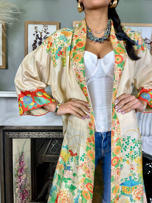 Astra, 20s pongee silk floral robe