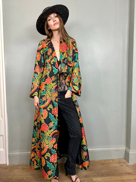 Belen, 70s floral, silk long duster