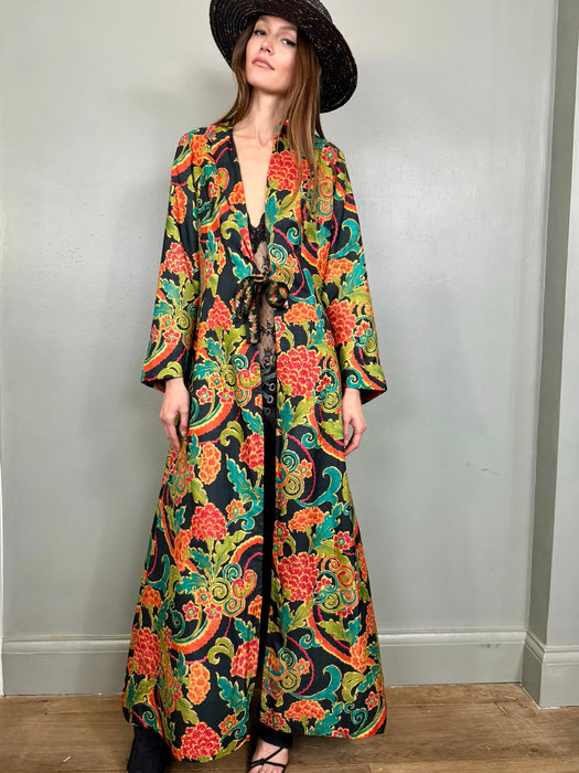 Belen, 70s floral, silk long duster