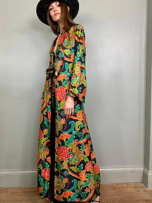 Belen, 70s floral, silk long duster