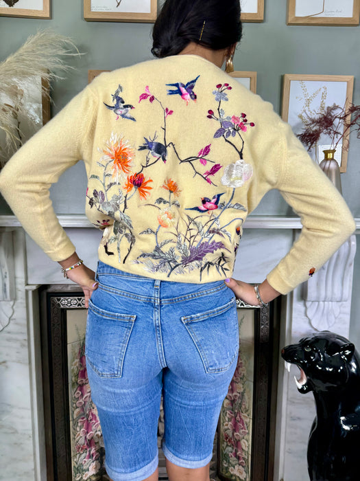 Cara, 50s cashmere embroidered cardigan