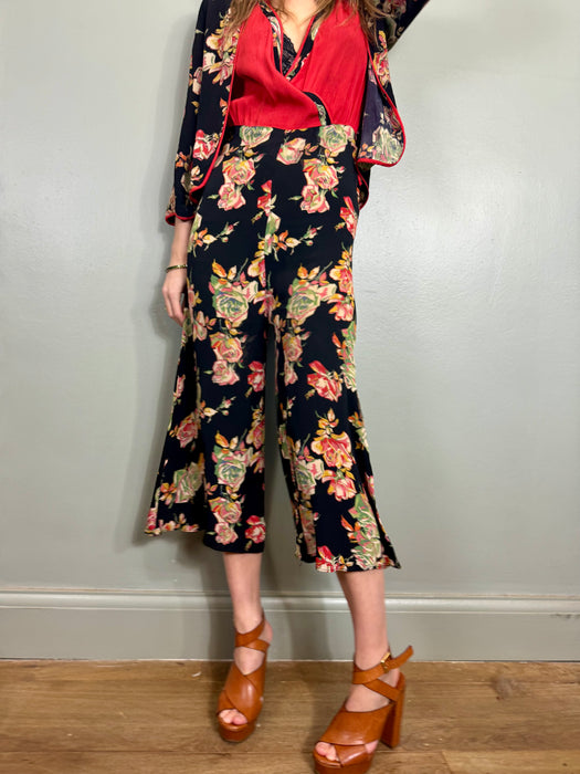 Clyde, 30s sik floral jumpsuit and jacket