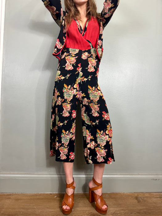 Clyde, 30s sik floral jumpsuit and jacket