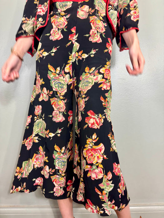 Clyde, 30s sik floral jumpsuit and jacket