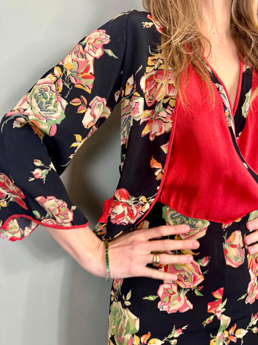 Clyde, 30s sik floral jumpsuit and jacket