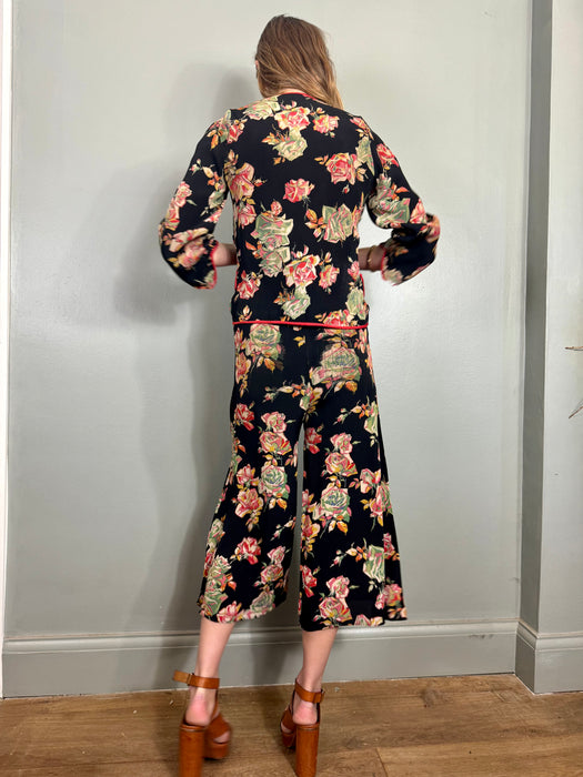 Clyde, 30s sik floral jumpsuit and jacket