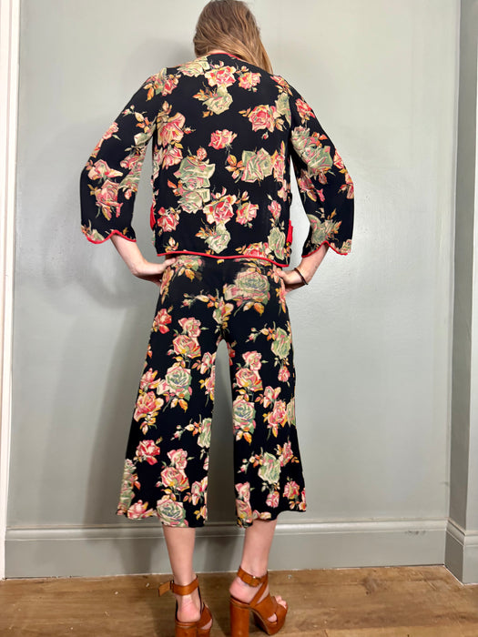 Clyde, 30s sik floral jumpsuit and jacket