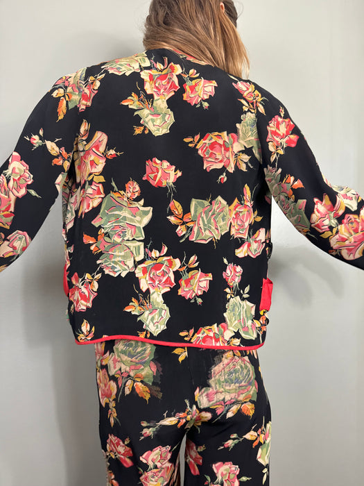 Clyde, 30s sik floral jumpsuit and jacket