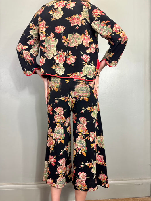 Clyde, 30s sik floral jumpsuit and jacket