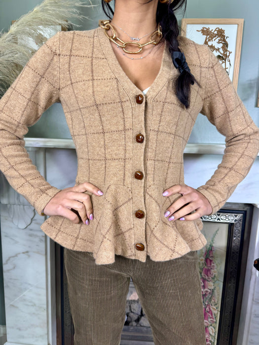 Ralph Lauren, peplum checked cardigan