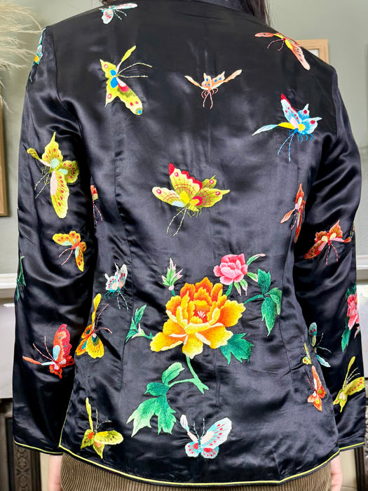 Meredith, 50s silk Oriental jacket with embroidered butterflies